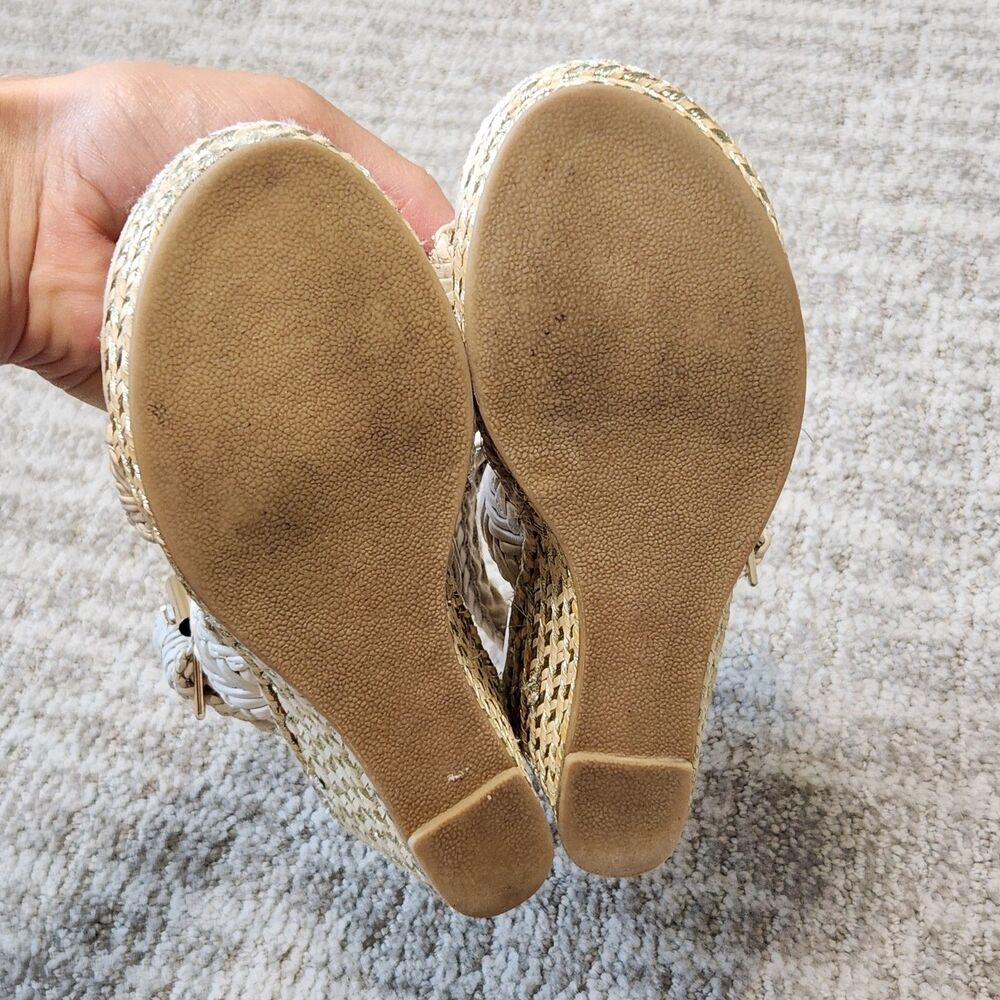 Stuart Weitzman girl Akilah Sparkle Off-White Wedge Espadrille Sandal size 12 - Picture 9 of 10
